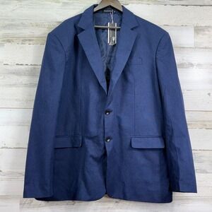 WANGYUE Mens Slim Fit Navy Blue 2 Button Lightweight Blazer Suit Jacket 5XL NEW